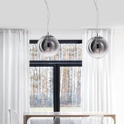 Glas Hängekugel Arabela Ø 30cm Rauchglas, moderne Pendelleuchte mit Rauchglas und Kupferschicht