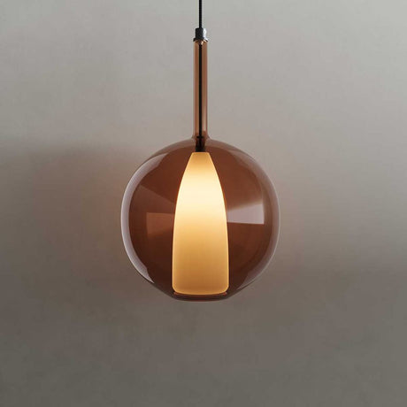 s.luce Lampada a sospensione in vetro Belluna con cavo tessile di 150 cm
