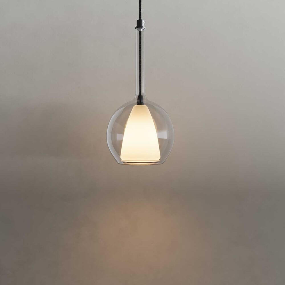 s.luce Belluna Glas-Pendelleuchte 150cm Textilkabel mit elegantem Design und sanfter Beleuchtung