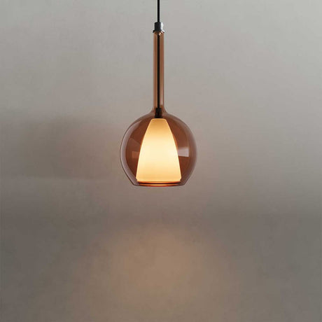 s.luce Lampada a sospensione in vetro Belluna con cavo tessile di 150 cm