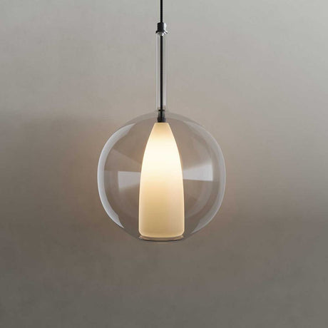 s.luce Lampada a sospensione in vetro Belluna con cavo tessile di 150 cm