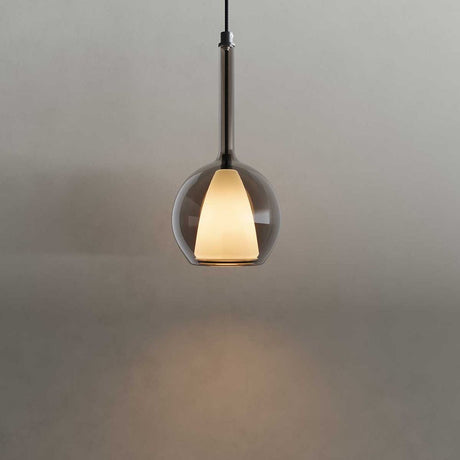 s.luce Lampada a sospensione in vetro Belluna con cavo tessile di 150 cm