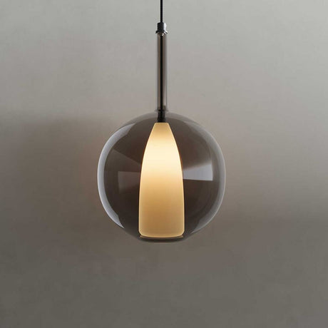 s.luce Lampada a sospensione in vetro Belluna con cavo tessile di 150 cm