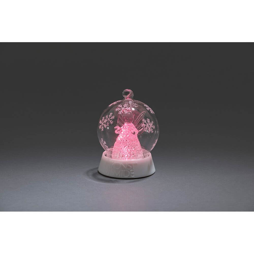 Glaskugel Engel mit 3 Funktionen Timer RGB-Farbwechsel 1 RGB Diode batteriebetrieben in rosa beleuchtet