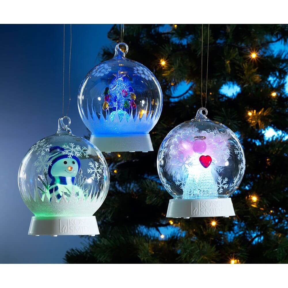 Glaskugel Schneemann mit 3 Funktionen Timer RGB-Farbwechsel 1 RGB Diode batteriebetrieben - festliche Dekoration.
