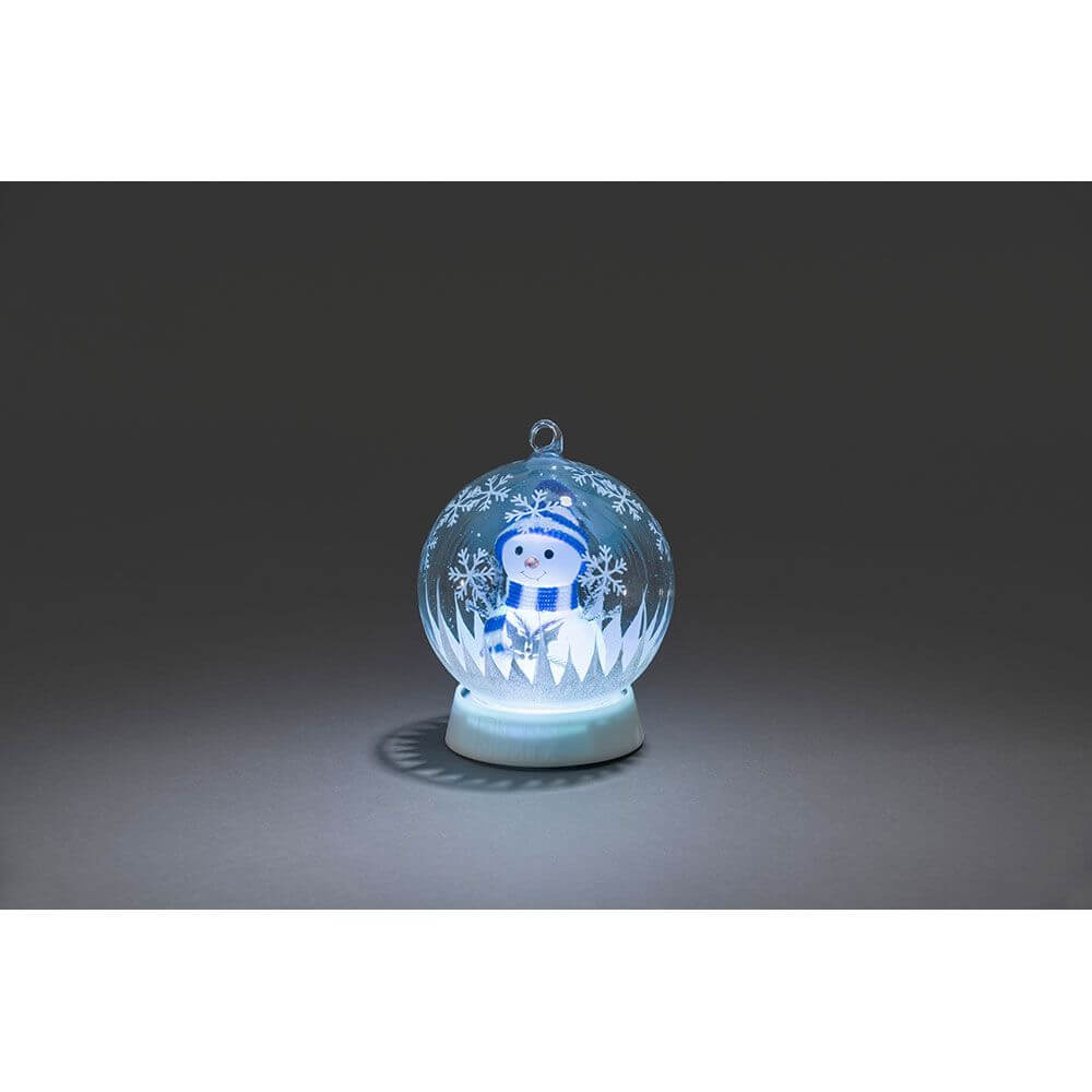 Glaskugel Schneemann mit 3 Funktionen Timer RGB-Farbwechsel 1 RGB Diode batteriebetrieben, leuchtende Dekoration.