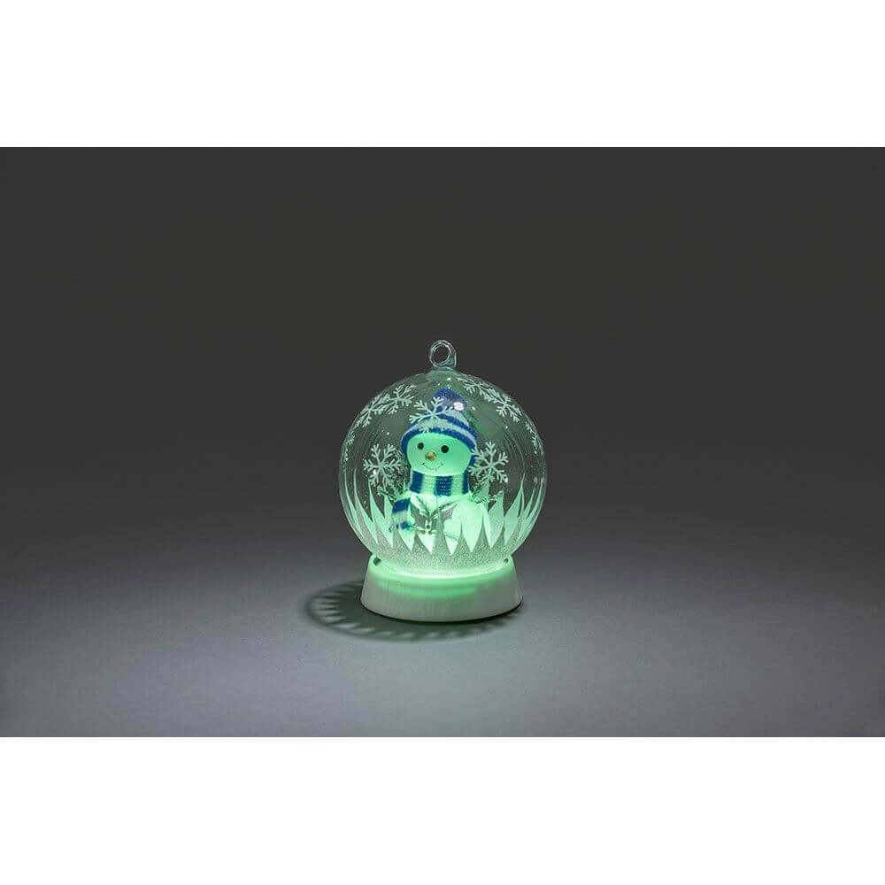 Glaskugel Schneemann mit 3 Funktionen Timer RGB-Farbwechsel 1 RGB Diode batteriebetrieben in leuchtender Dekoration