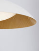 Glim LED Pendelleuchte Ø 58cm 3000K mit weißer und Holz-Innenverkleidung, modern und elegant.