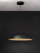 Glim LED Pendelleuchte Ø 58cm 3000K, moderne Aluminium-Pendelleuchte in Schwarz-Holz-Design.