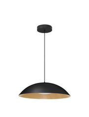 Glim LED Pendelleuchte Ø 58cm 3000K in Schwarz/Braun, moderne Nova Luce Pendelleuchte mit Aluminium und Holzoptik