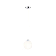 Globe Pendelleuchte IP44 max 20W E27 Satin Chrom mit satiniertem Glas und trendigem Chromdesign.