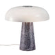 Glossy Marmor Tischleuchte mit opalweißem Glas und grauem Marmorstamm, skandinavisches Design.