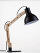 Grou Tischleuchte E27, elegante Tischlampe aus hellem Holz und schwarzem Metall, ideal für LED-Leuchtmittel.