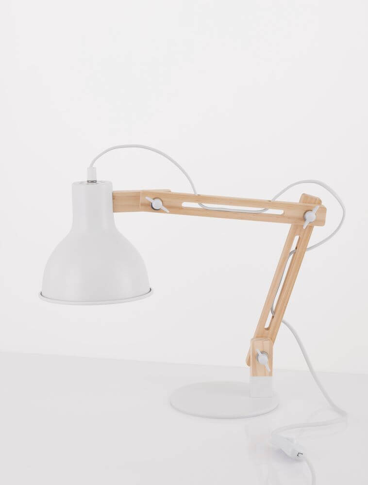 Grou Tischleuchte E27 - Tischlampe aus Holz und Metall mit LED-Leuchtmittel für stilvolles Licht.