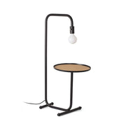 Guest Tisch- & Stehlampe mit Ablage Schwarz, schwarze Retro-Leuchte mit integrierter Ablage und freihängender Glühbirne