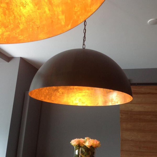 Larino Hängeleuchte Ø 100cm Schwarz, Gold, moderne Pendelleuchte mit warmem goldenen Innenraum
