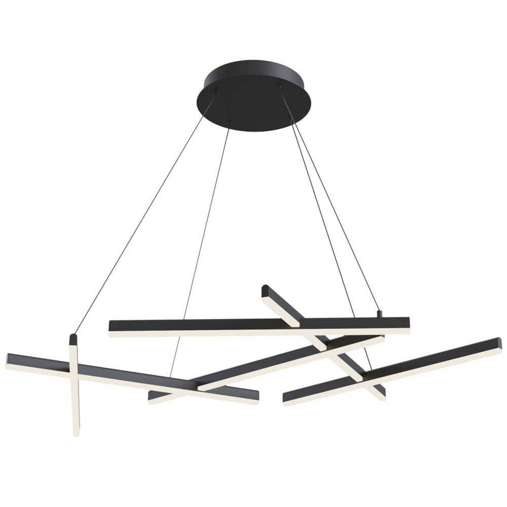 Hängelampe Lines mit LED-Stäben 100cm 4500lm Schwarz, futuristische Leuchte mit matten Diffusoren.