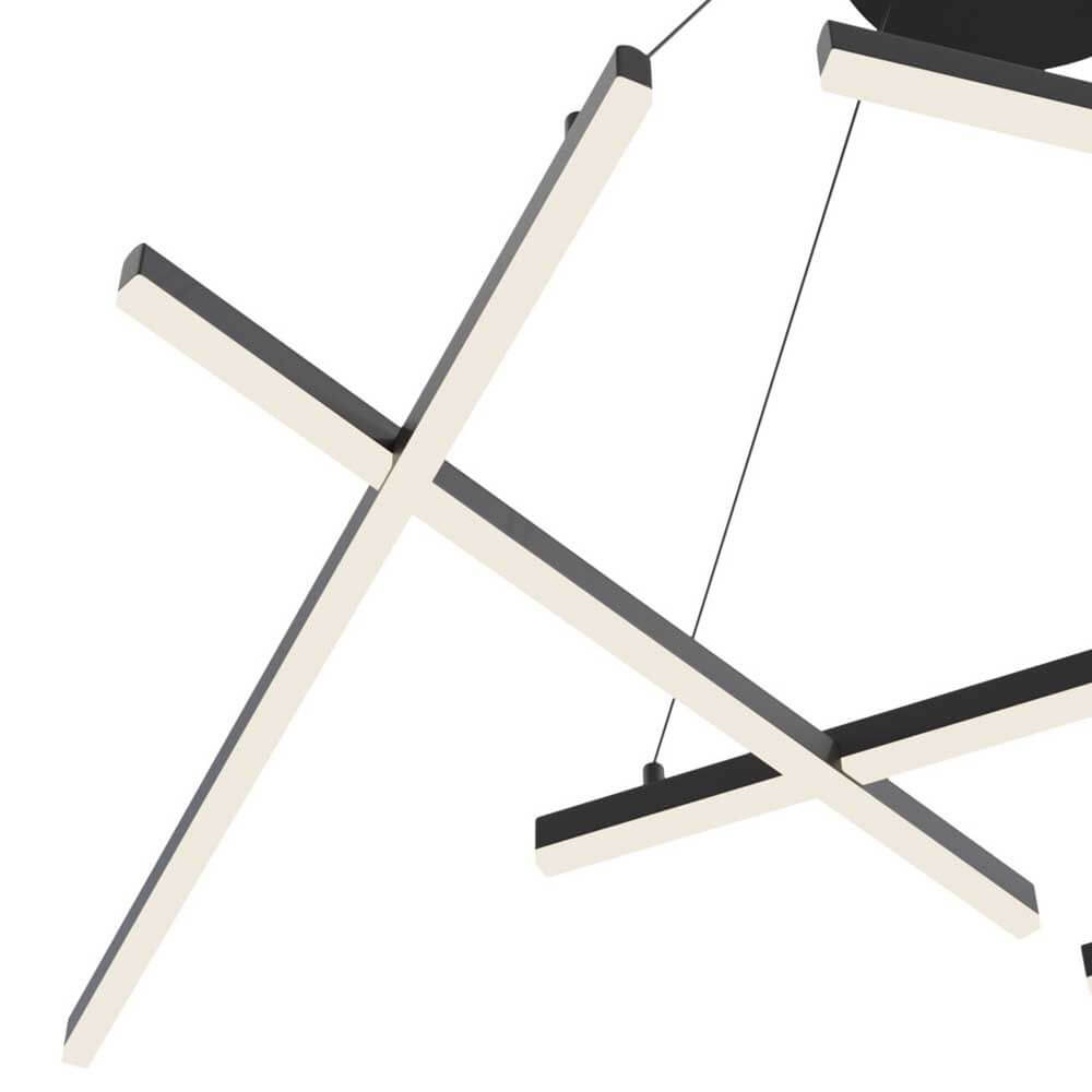 Hängelampe Lines mit LED-Stäben 100cm 4500lm Schwarz, futuristische Leuchte mit LED-Stäben in Schwarz.