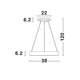 LED-Hängelampe Rando Thin Ø 38cm Coffee technische Zeichnung mit Maßen