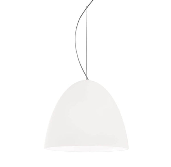 Suspension Bell ø 21 cm à 2 lumières en verre centrifugé blanc, minimaliste et élégante.