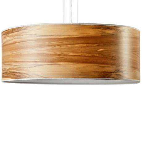 Hängeleuchte Discus mit Diffuser Satin Nussbaum in Holzoptik, ideal für Esstische und Wohnzimmer.
