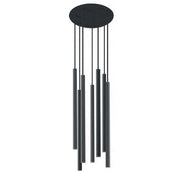 Pendant lamp Laser 7-light Ø 30cm Black with slim lamp bodies and harmonious design.