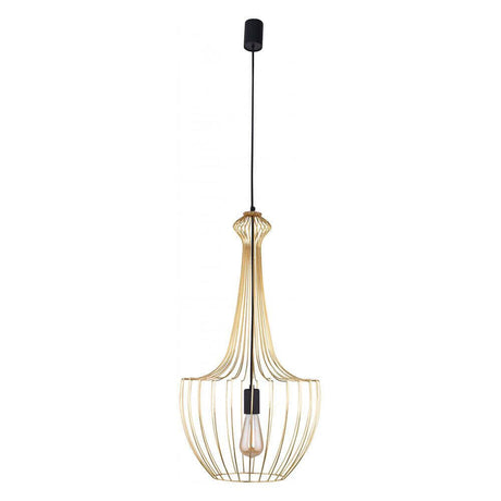 Taklampe Luksor S Ø 37 cm gullfarget med unik form og stålgitter. Ideell for moderne oppholdsrom.