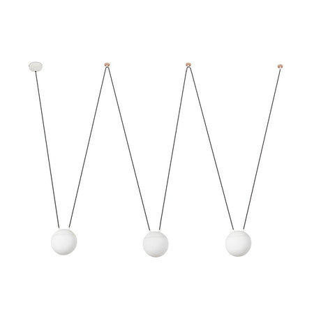 MINE SPACE pendant light, 3-light, white, with three simple, round light bodies and elegant suspensions.