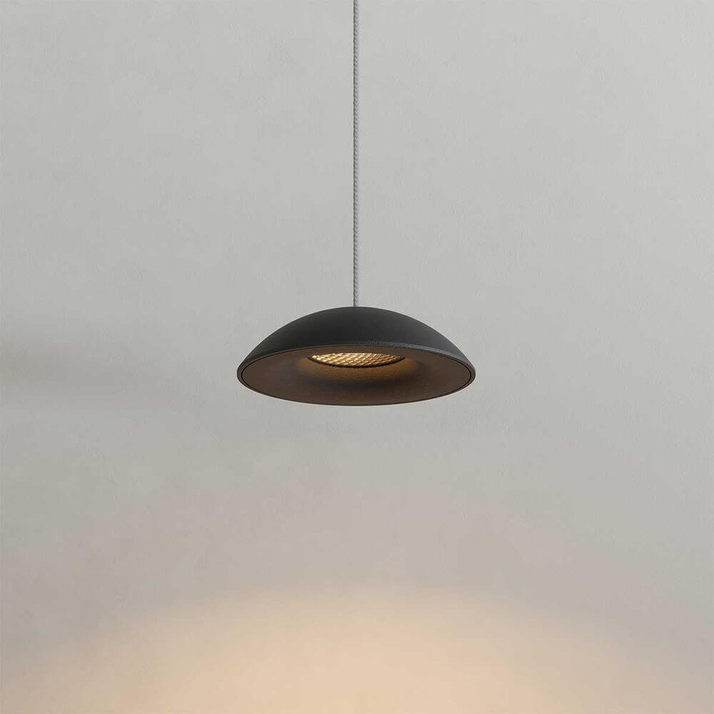 s.luce Santa Air LED-Hängeleuchte Ø 11cm Dimmbar schwarz, flache moderne Pendelleuchte mit transparentem Kabel