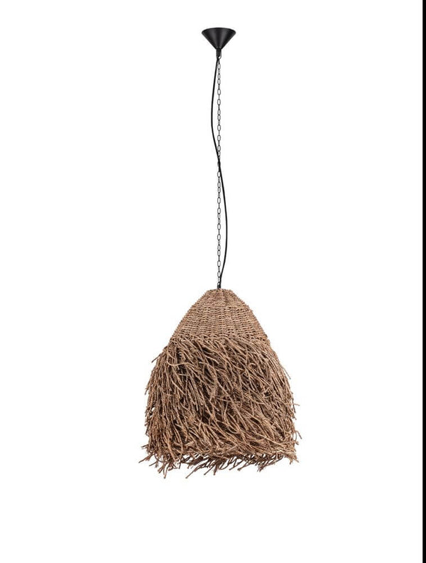 Hay Pendelleuchte E27 Ø 61cm Braun, braune BOHO Hängeleuchte aus Naturmaterial für gemütliche Esszimmer-Atmosphäre