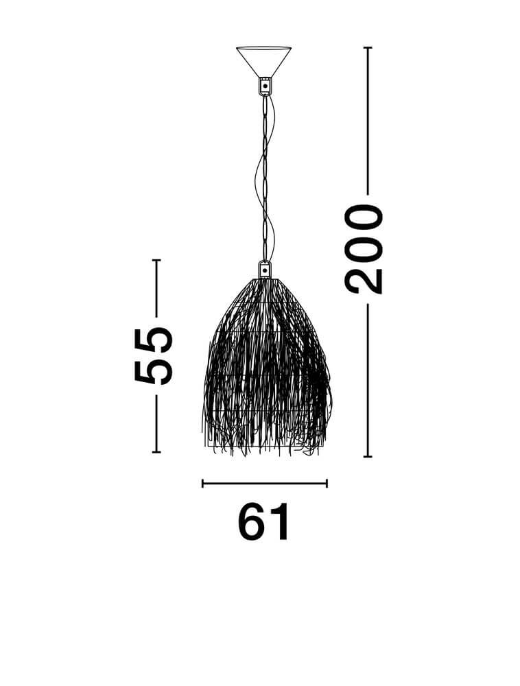 Technische Zeichnung der Hay Pendelleuchte E27 Ø 61cm Braun, Maße: 61cm, hängend, BOHO-Stil.