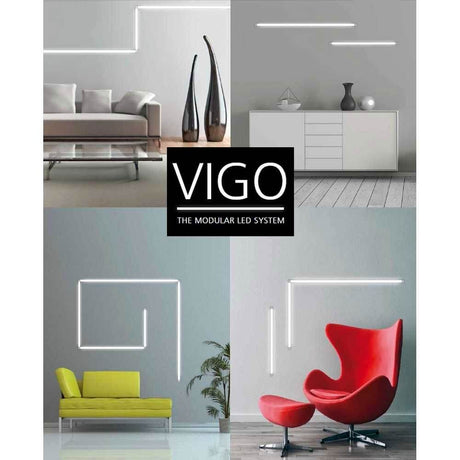 Connecteur à 90° Vigo Blanc pour l’éclairage modulaire LED, design moderne et intérieurs élégants.
