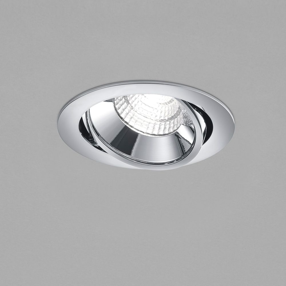 LED Decken-Einbauleuchte Sid Chrom in elegantem Design mit drehbarem Spot. Ideal für Küche und Bad.