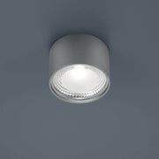 LED Kari ceiling light in matte nickel installed on the ceiling, suitable for living or work spaces.
