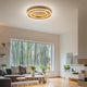 LED Deckenlampe Sona Blattgold in stilvollem Wohnzimmer mit modernen Möbeln und großem Fenster.