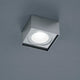 LED Deckenleuchte Kari Nickel-Matt in quadratischer Form an grauer Decke montiert.