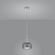 LED Hängelampe Flute Chrom mit grauem Glas, elegantes Design für moderne Innenräume.