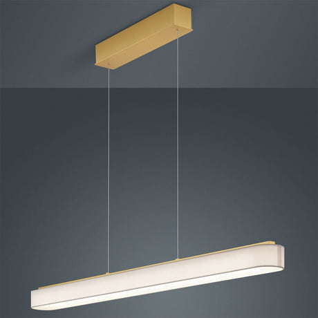 LED Hängeleuchte Boki Messing, Weiß mit schlichtem Design und höhenverstellbarer Funktion.