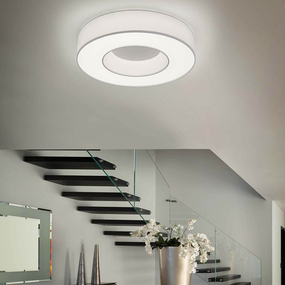 LED Deckenlampe Lomo Weiß, Schirm Chintz Weiß