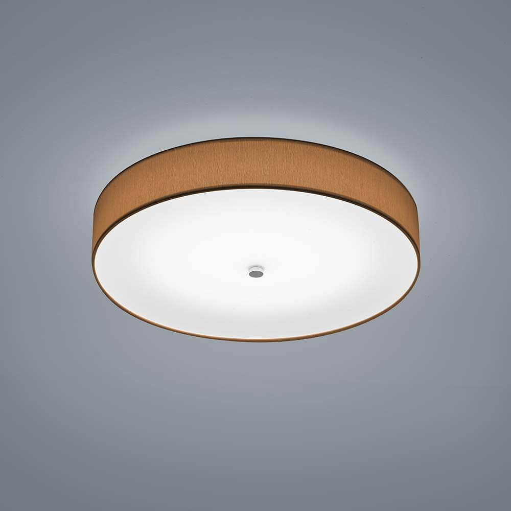 Lampada a soffitto a LED Boki Nickel-Matt, ombrello Chintz Mocca