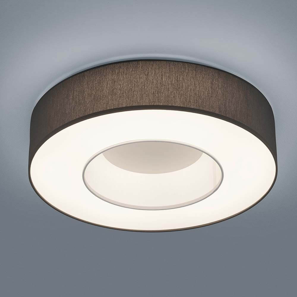 Lampada a soffitto a led Lomo bianco, ombrello chintz antracite