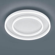 LED Sona ceiling light with dimmer 5100lm, white – modern round light with illuminated acrylic rings.