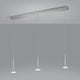 LED Pendelleuchte Flute Chrom mit drei hängenden Leuchten in modernem Design