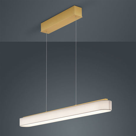 LED Pendelleuchte Boki Messing, Weiß mit messingfarbenem Baldachin und dimmbarem Stoffschirm