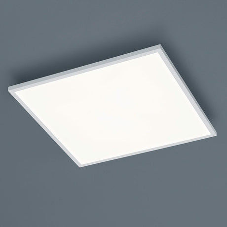 LED Rack ceiling light in white, square shape, with clear light on a grey background.