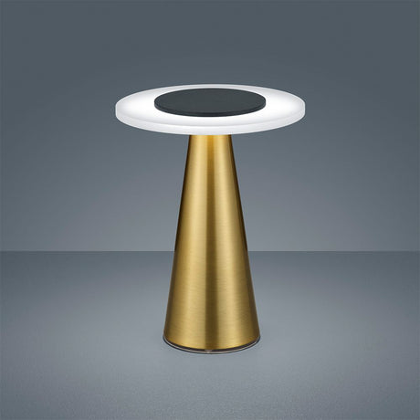 LED Tischleuchte Bax Messing, Schwarz mit modernem Design und Dimmer für Lichtintensität.