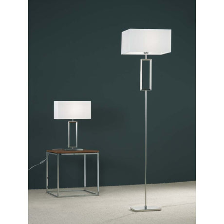 Bordlampe Enna 2 nikkelblank, 2 deler - elegant bord- og gulvlampe i moderne design.