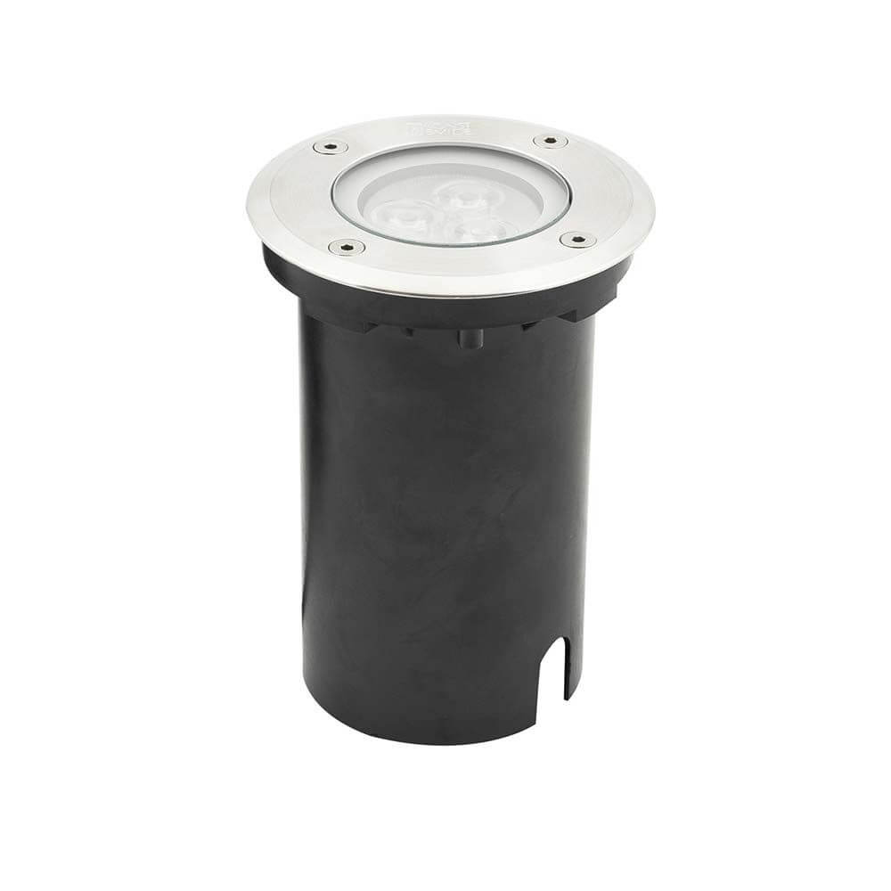 High Power LED Bodeneinbaustrahler Edelstahl, klares Glas in schwarz und edelstahl im modernen Design.