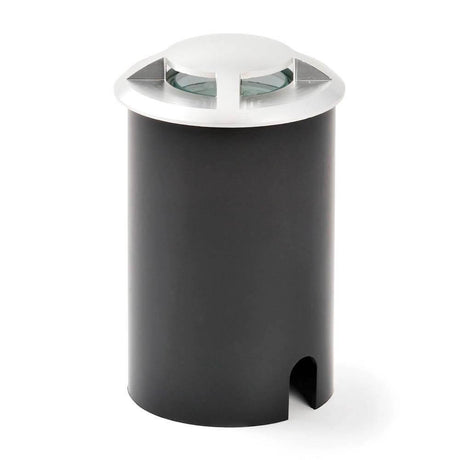 High Power LED recessed floor spotlight, clear glass in a modern black finish.