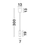 Holm LED Pendelleuchte Ø 13cm 3000K technisches Design mit Abmessungen 300 cm Höhe und 13 cm Durchmesser.